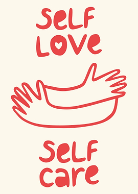 Self Love Self Care Poster, Minimalist Hug Line Art, Inspirational Wall Print