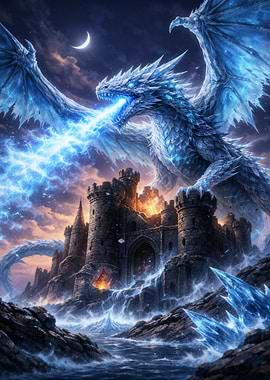 Ice Dragon Attacks Castle