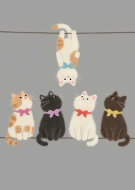 Cute Cats on a Wire