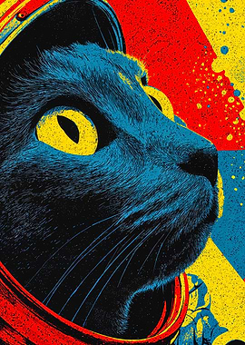 Astronaut Cat Pop Art Portrait
