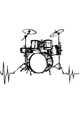 Drum Set with Heartbeat Line