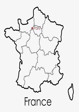 Map of France with Paris highlighted