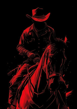 Red Cowboy on Horseback