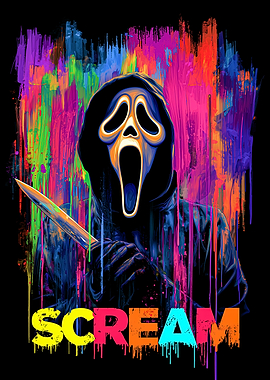 Scream Ghostface with Knife and Paint Splatter