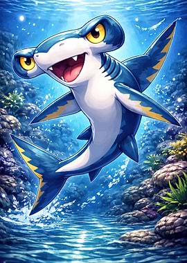 Cute Hammerhead Shark Underwater