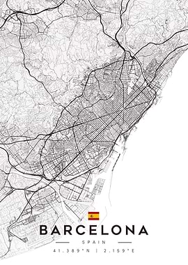 Barcelona City Map Art Minimalist