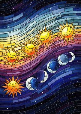 Sun and Moon Phases Stained Glass