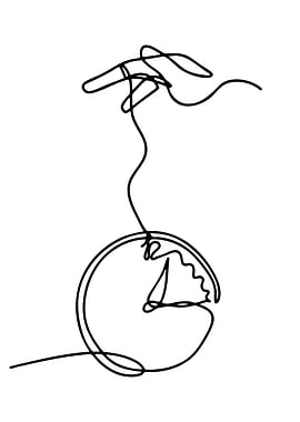 Minimalist Hand and Clock Line Art