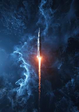 Rocket Launching into Nebula