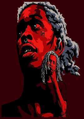 Red Portrait of Rapper Young Thug