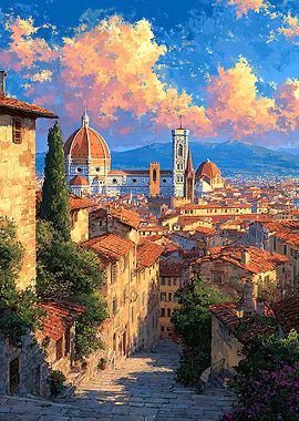 Florence cityscape at sunset Italy