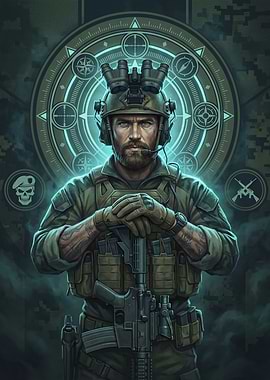 Pixel Art Soldier with Night Vision Goggles