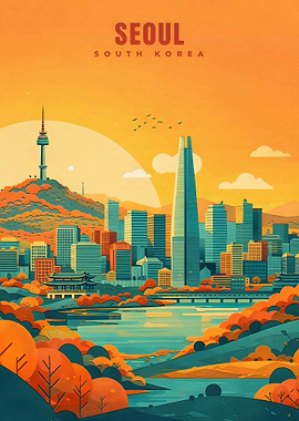 Seoul Cityscape with Namsan Tower