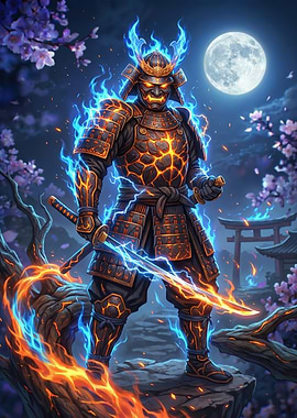 Fiery Samurai Warrior