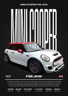 Mini Cooper F56 JCW Car Poster