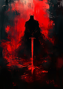 Dark Knight with Glowing Sword
