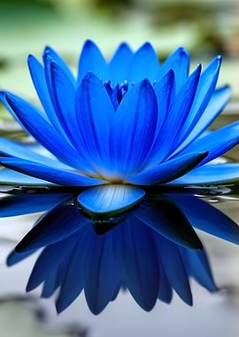 Vibrant Blue Water Lily Reflection