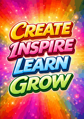 Create Inspire Learn Grow motivational text