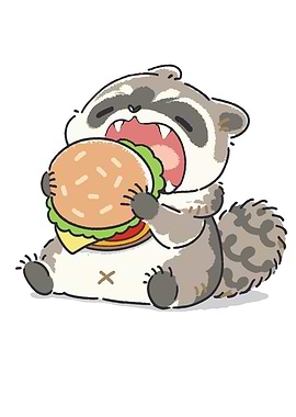 Cute Raccoon Eating a Burger