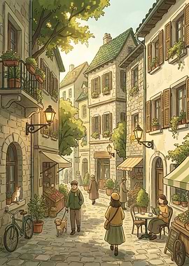 Charming European Street Scene
