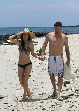 Couple walking on a beach
