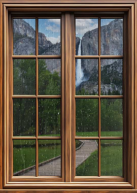 Window View of Yosemite Waterfall