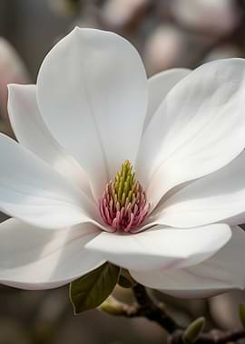 Close-up of a white magnolia flower