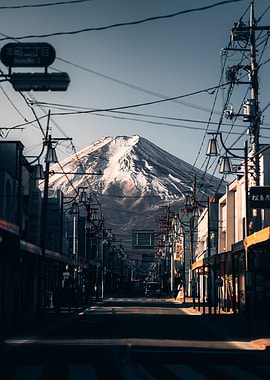 Mount Fuji Over Japanese Street