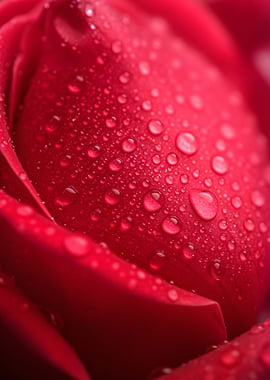 Red Rose with Water Droplets