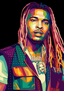 Colorful WPAP Portrait of Lil Keed Rapper