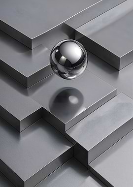 Reflective Sphere on Metallic Steps