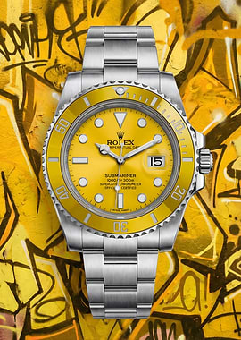 Rolex Submariner Watch with Yellow Dial