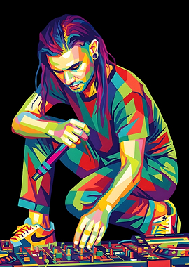 DJ Skrillex in Pop Art Style