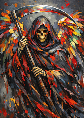 Grim Reaper with Fiery Wings