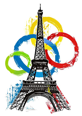 Eiffel Tower with Olympic Rings