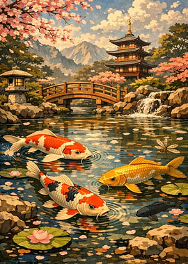 Japanese Garden with Koi Pond