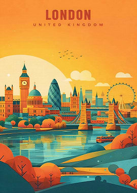 London Skyline Travel Poster