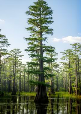 Misty Cypress Swamp at Sunrise