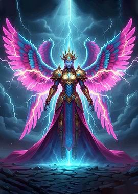Winged Angel Warrior with Lightning