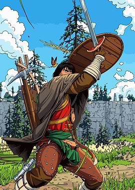 Fantasy Warrior with Sword and Shield