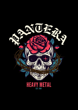 Pantera Skull and Rose Graphic