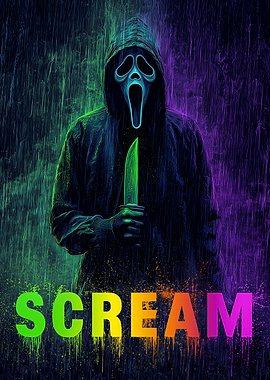 Scream Ghostface in Neon Rain
