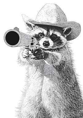 Raccoon Cowboy with a Gun