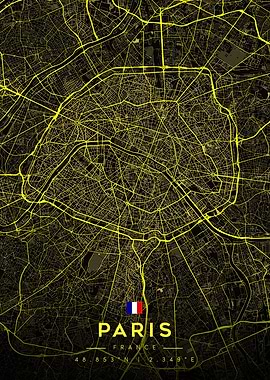 Paris Map Obsidian Gold City Map