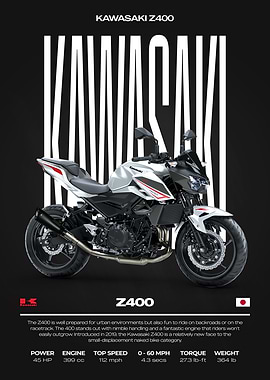 Kawasaki Z400 Motorcycle Poster
