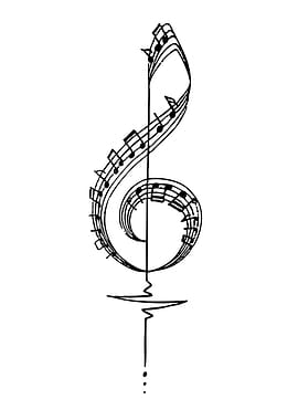 Musical Treble Clef with Heartbeat