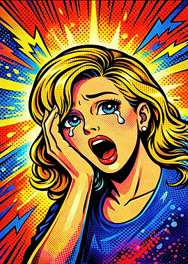 Crying Woman in Pop Art Style
