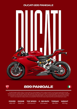 Ducati 899 Panigale Motorcycle Poster