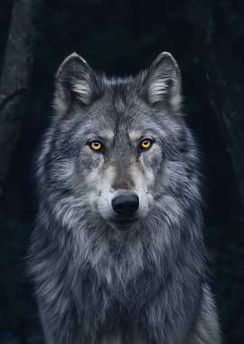 Wolf With Yellow Eyes