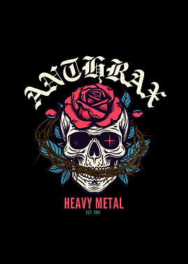 Anthrax Skull Rose Heavy Metal Art